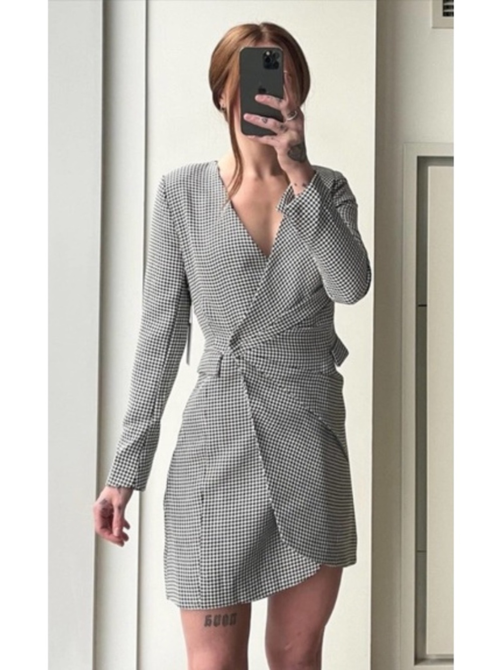 NEW Jason Wu Houndstooth Wrap Dress Medium